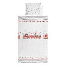 Lorelli 4 részes ágynemű garnitúra - Vonat szürke babaágynemű, babapléd