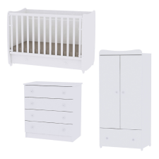  Lorelli Dream kiságy 70x140 + Komód + Exclusive szekrény - White babaszoba szett