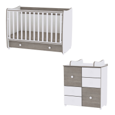 Lorelli Lorelli Dream kiságy 60x120 + Cupboard pelenkázó komód - White &amp; Coffee babaszoba szett