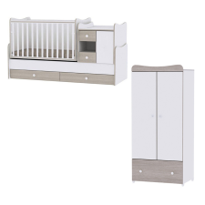 Lorelli Lorelli MiniMax kombi ágy 72x190 + Exclusive szekrény - White &amp; Amber babaszoba szett
