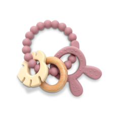  Lorelli Nyuszi szilikon és bükkfa rágóka - Deep Pink egyéb bébijáték