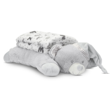 Lorelli Poffy Duo takaró 75x90 cm párnával 45x30 cm - White Grey Teddy Bear babaágynemű, babapléd