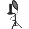 LORGAR Gaming Microphones, Black, USB condenser microphone with tripod stand, pop filter, including 1 microphone, 1 Height metal tripod, 1 plastic shock mount, 1 windscreen cap, 1,2m metel type-C USB cable, 1 pop filter, 154.6x56.1mm (LRG-CMT721) - Mikrofon