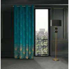  Lotos1 bársony sötétítő függöny Türkiz/mézsárga 140x250 cm lakástextília