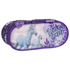  Lovas ovális tolltartó, beledobálós, lila színű tolltartó