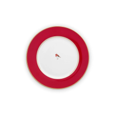  Love Birds piros porcelán tál 26.5cm tányér és evőeszköz