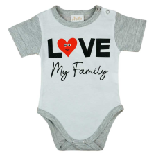 "Love my family" feliratos rövid ujjú baba body fehér kombidressz, body