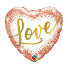  Love Rose Gold Glitter fólia lufi 46 cm party kellék