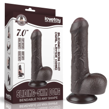 Lovetoy 7'' Sliding Skin Dual Layer Dong Black műpénisz, dildó