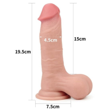 Lovetoy 7.8'' Sliding Skin Dual Layer Dong - Whole Testicle műpénisz, dildó
