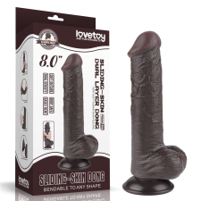 Lovetoy 8'' Sliding Skin Dual Layer Dong Black III műpénisz, dildó