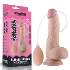  LoveToy 8" puha, spriccelő herés dildó (20 cm) műpénisz, dildó