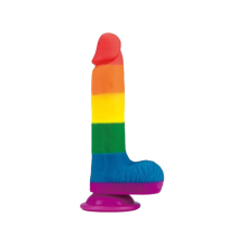 Lovetoy Prider - élethű herés dildó - 20cm (szivárvány) műpénisz, dildó