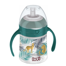 Lovi First cup Súlyozott szívószálas kulacs JUNGLE VIBES 150ml babaétkészlet