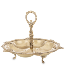  Loyd design barokkos sárgaréz kerek fodros osztott fogantyús tál 20x25x25cm konyhai eszköz