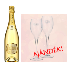  Luc Belaire Gold 0,75l száraz francia pezsgő + 2db pohár ajándék pezsgő