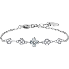 LUCA BARRA Acél karkötő, négylevelű lóhere és fehér cirkónia (8058302014418) karkötő