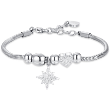 LUCA BARRA Acél karkötő, Sisi csillag és kristályok (8058302010441) karkötő