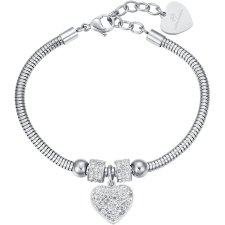 LUCA BARRA Acél teniszkarkötő, szív és fehér kristályok (8052282956461) karkötő