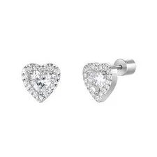 LUCA BARRA Hearts With White Zircons fülbevaló