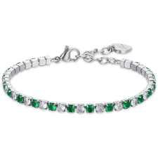 LUCA BARRA Teniszkarkötő, fa és fehér kristályok karkötő