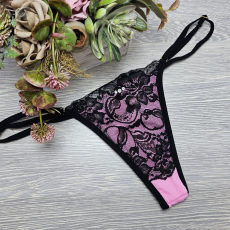 Lucifer állítható pántos CSIPKÉS TANGA Pink