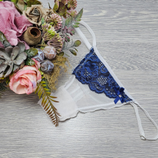 Lucifer állítható pántos tüll-csipke TANGA Kék női alsó