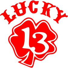  Lucky 13 matrica,20cmx20cm,piros autó dekoráció