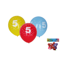 Lufi 30cm - 5 darabos készlet, 5-ös számmal party kellék