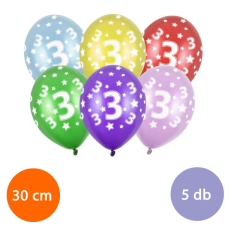  Lufi, évszámos (3), metál,  5 db/cs/vegyes színekben party kellék