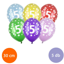 Lufi, évszámos (5), metál, 5 db/cs/vegyes színekben party kellék