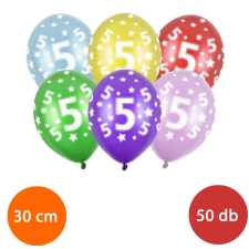 Lufi, nagy csomag, évszámos (5), metál, 50 db/cs/vegyes színekben party kellék