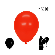  Lufi, piros metál színű, 31 cm (50db) party kellék