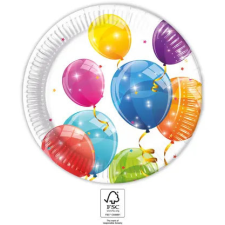 Lufis Sparkling Balloons, Lufis papírtányér 8 db-os 23 cm FSC party kellék