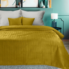 Luiz4 bársony ágytakaró halszálka mintával Mustársárga 170x210 cm lakástextília