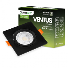 LUMILED Halogén süllyeszthető mozgatható négyzet alakú lámpatest fekete GU10 MR16 VENTUS Lumiled világítás