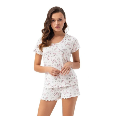 Luna Carina női pizsama, fehér, rózsás XXL