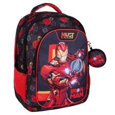 Luna : Must Team Vasember lekerekített 3 rekeszes iskolatáska, hátizsák 32x18x43cm iskolatáska