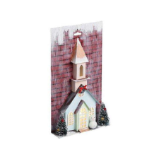 Luna Stop & Look: Karácsonyi papír templom fénnyel 17x5x30cm karácsonyi dekoráció