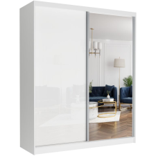  LUNA VI. Gardróbszekrény fehér üveggel, tükörrel 183x218x60 - fehér bútor