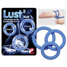  Lust 3 Blue Péniszgyűrű szett, Kék péniszgyűrű