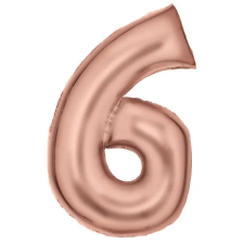  Lustre Rose Gold 6-os szám fólia lufi 86 cm party kellék