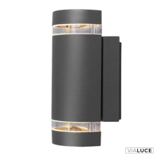 Lutec Fekete kültéri fali lámpa, GU10, beépített alkonykapcsolóval, Focus, LUTEC-5604023012 kültéri világítás