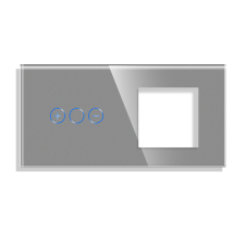 LUXION Fényerőszabályzós Dimmer + Konnektor Üveg Érintőkapcsoló Panel villanyszerelés