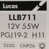 LUXLINE spol. s r.o. Lucas Standard H11 autóizzó 12V 55W, dobozos 1 darab