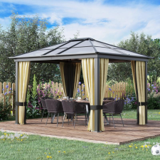  Luxus Alumínium pavilon pergola polikarbonát tetővel 360x3,00x260 cm fekete-bézs kerti bútor