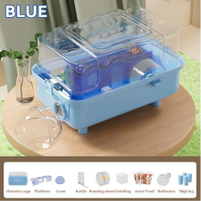  Luxus panoráma hörcsög ketrec hordozó funkcióval 45x28x28cm - Kék ketrec, szállítóbox rágcsálóknak