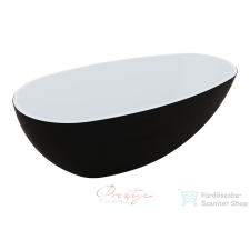 M-acryl Vanilla 168x86 cm-es szabadonálló műmárvány kád, fekete 12605 kád, zuhanykabin