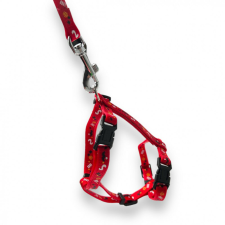  M-PETS hám szett macskáknak 1x90-170cm/20-30x30-42cm piros nyakörv, póráz, hám macskáknak