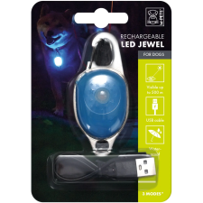 M-Pets LED újratölthető nyakörvlámpa - kék nyakörv, póráz, hám kutyáknak